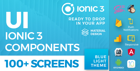 Ionic 3 / Angular 6 UI Theme /  Template App - Multipurpose Starter App - Gradient Blue Light - 4