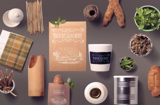 Organic Food Bread And Spices Mockup