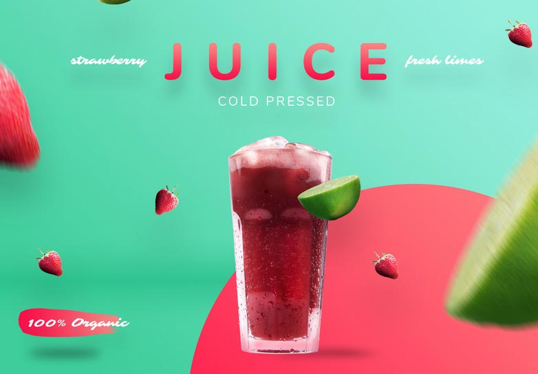 Strawberry And Lime Organic Juice Mockup