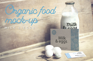 Organic Food Photo Mockup / Milk & Eggs