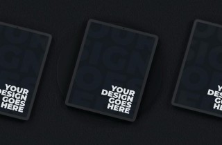 Ultra Realistic Vertical Dark Tablets Mockup with Plaster Background and Different Shadows