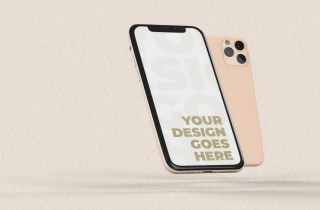 Front and Back Smartphone Mockup with Plaster Background – Changeable Color of Smartphone