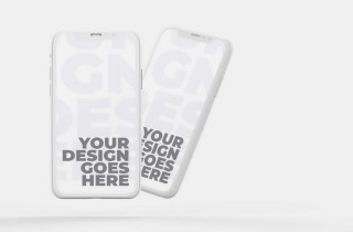 Floating White Smartphone Mockup - Vertical Position and Realistic Shadows