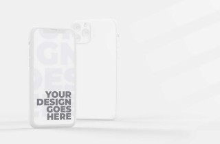 White Clay Smartphone Mockup - Front and Back View - Window Shadow Background