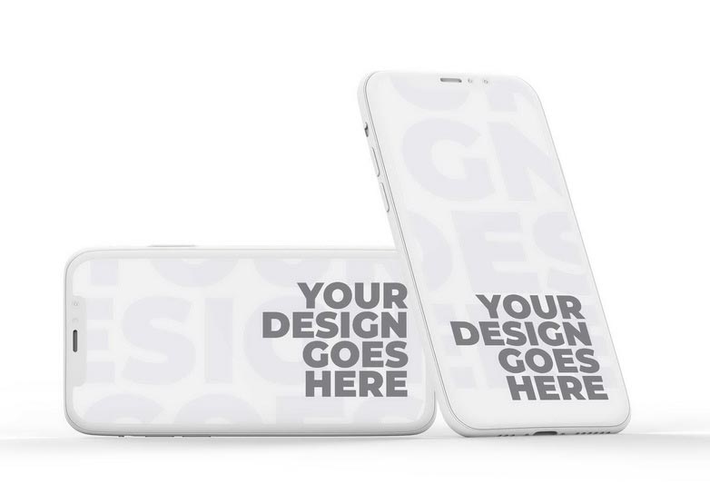 Highly Detailed Horizontal and Vertical White Clay Smartphone Mockup
