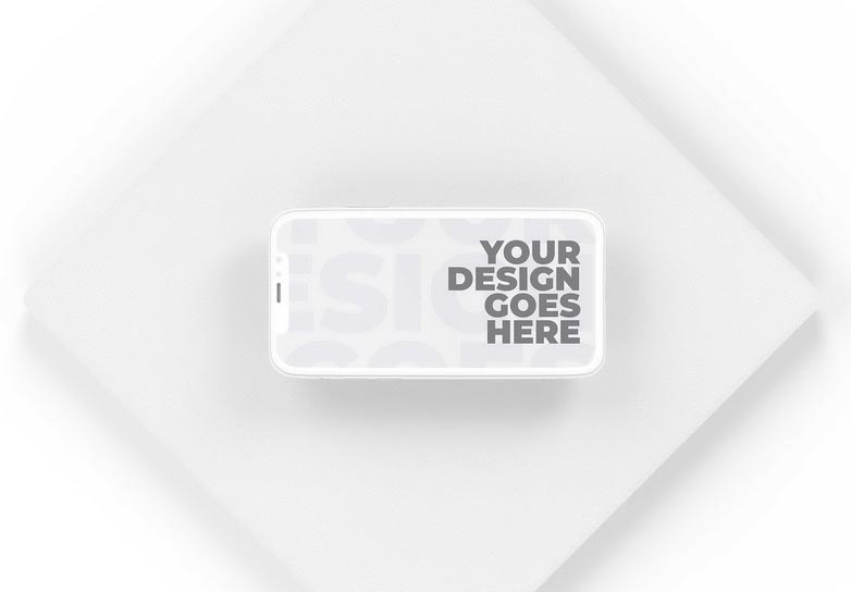 White Clay Smartphone on Rhombus-Shaped Background - Top View