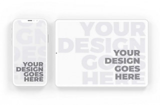 Vertical Smartphone & Horizontal Tablet Mockup - White Clay Style