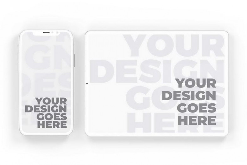 Vertical Smartphone & Horizontal Tablet Mockup - White Clay Style