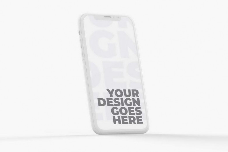 Vertical White Clay 3D Smartphone Mockup - Isolated on Light Background