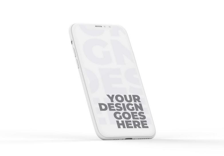 Floating Smartphone in Clay Style Isolated on White Background - Perspective View