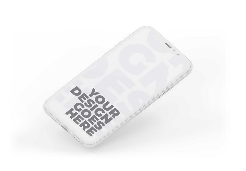 White Clay Smartphone Isolated on Light Background - Perspective View