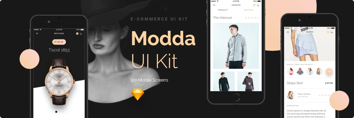 Modda - Mobile UI Kit - Sketch