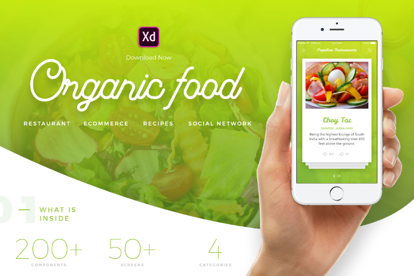 Organic Food  UI Kit - XD