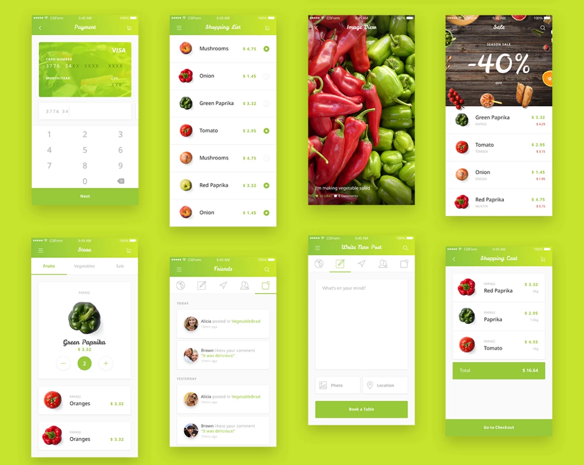Organic Food UI Kit - XD