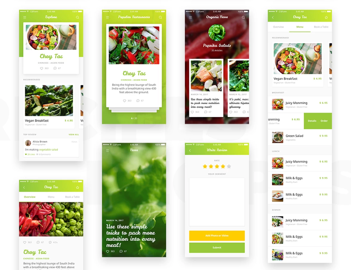 Organic Food UI Kit - Psd