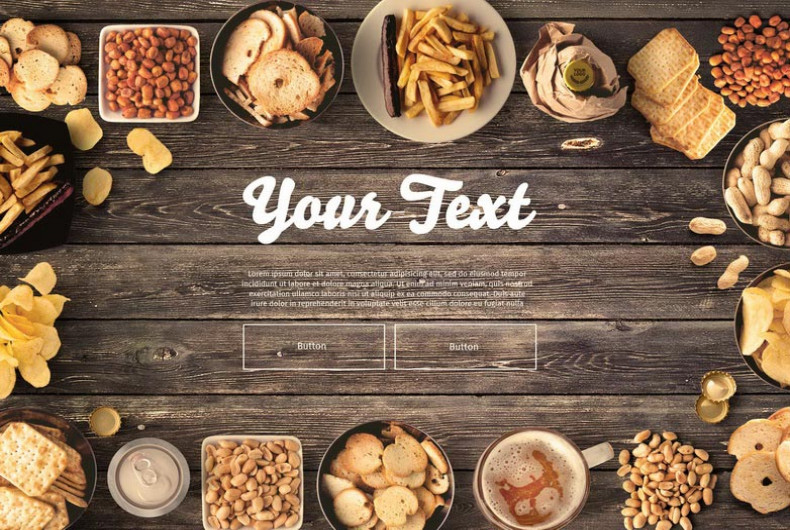 Snacks and Beer on Wooden Table Mockup