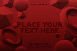 Deep Red Floating Geometric Shapes with 3D Effect Mockup