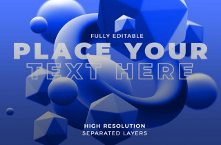 Floating Polygons and Spheres in Various Shades of Blue Mockup