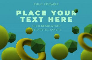 Cluster Of Green And Yellow Floating Geometric Shapes Mockup