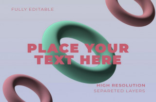Floating 3D Rings With Gray Background Mockup