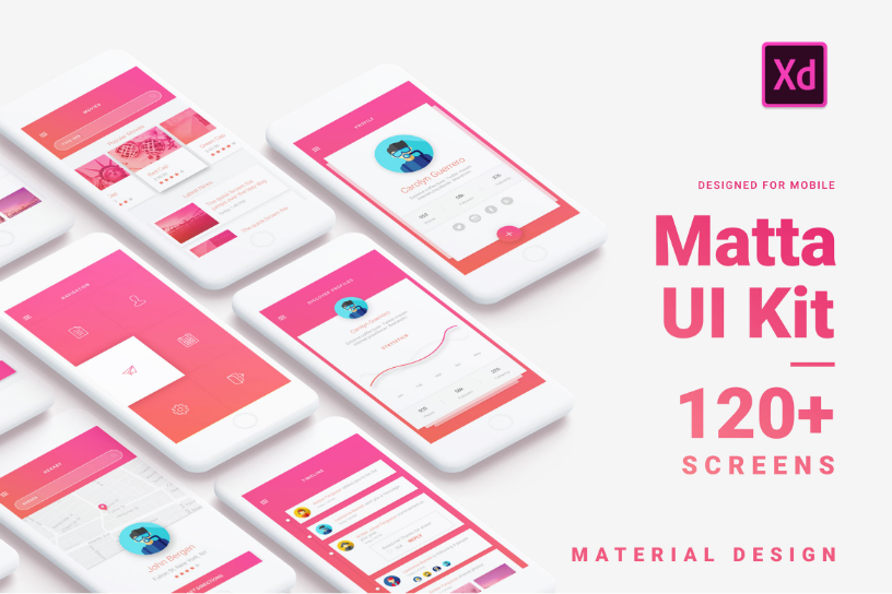 Matta - Material Design Mobile UI Kit - XD