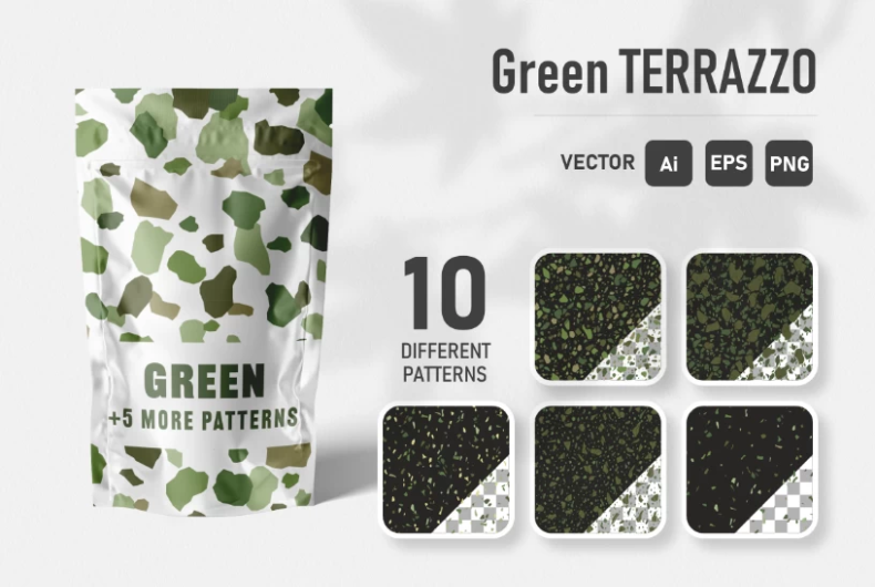 Terrazzo Seamless Patterns - Green Pack