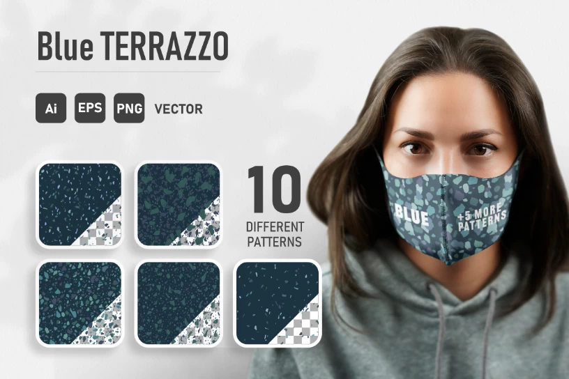Terrazzo Seamless Patterns - Blue Pack