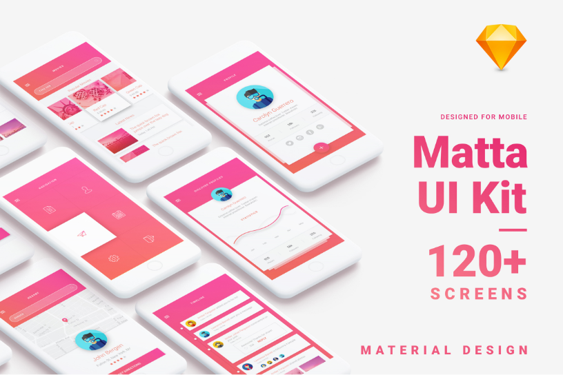Matta - Material Design Mobile UI Kit - Sketch