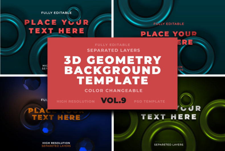 3D Geometric Shapes Backgrounds Vol.9