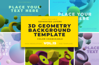 3D Geometric Shapes Backgrounds Vol.15