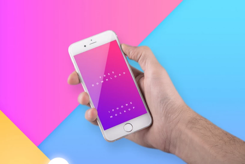 Iphone Mockup With Colorful Background