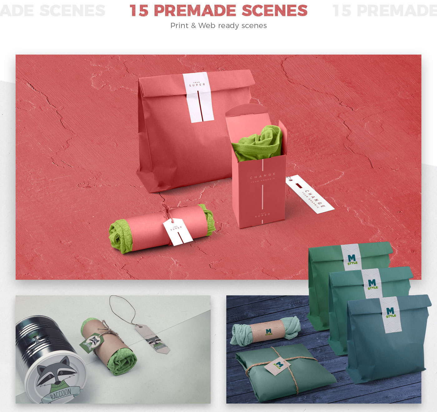 T-shirt and Packages Mockups and Hero Images Scene Generator / Perspective View - CSForm
