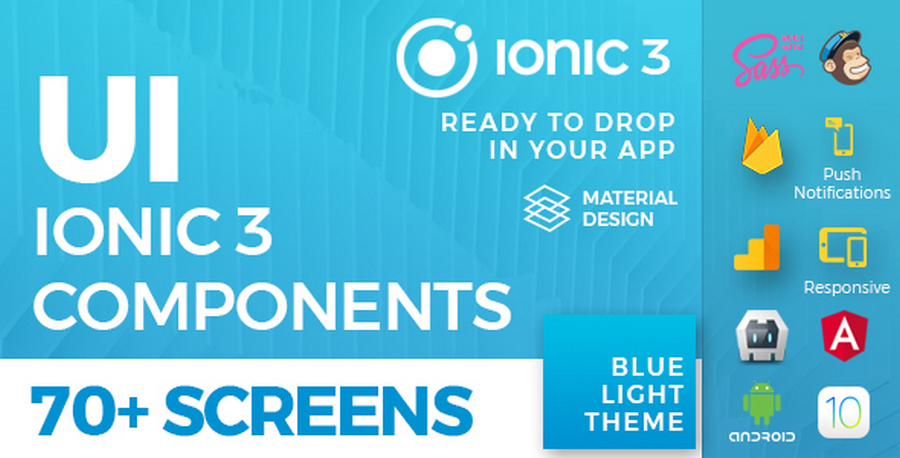 Ionic 3 Material Design Blue Light Template