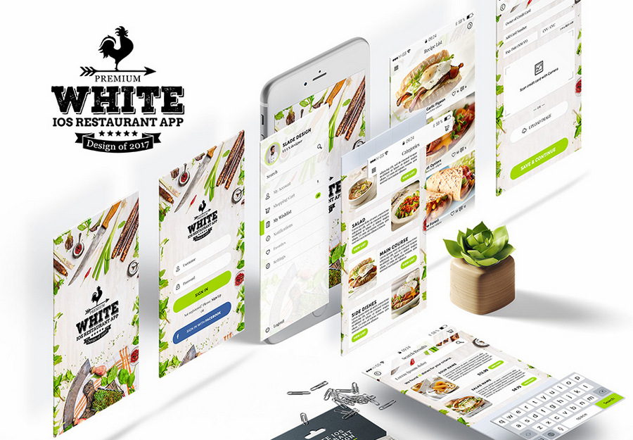 Premium White Restaurant App UI Kit