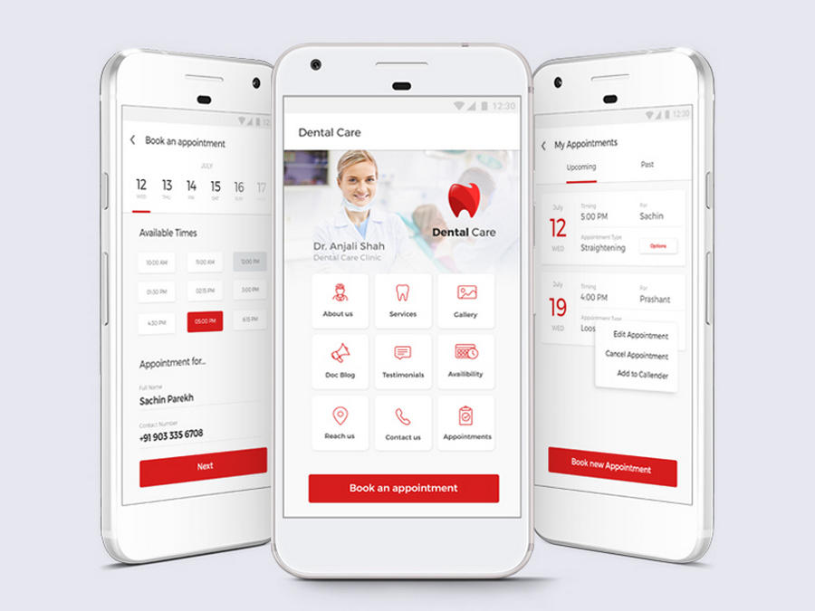 Dentist and other doctors appointment App UI Set