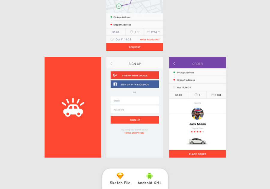 Aber Driver Taxi Ui Kit For Mobile App Free Download