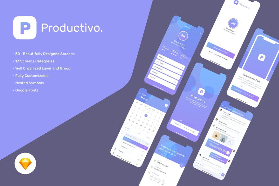 Productivo Mobile UI Kit
