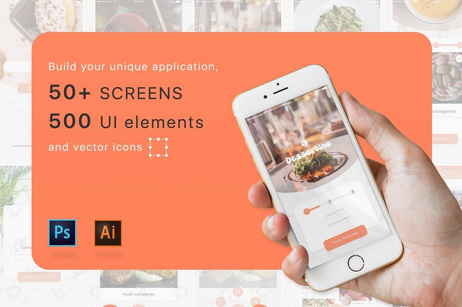 Food Application UI Kit - 50 screens