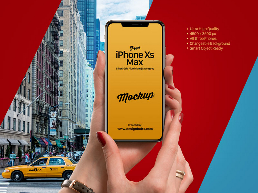 Free iPhone Xs Max Mockup in Female Hand