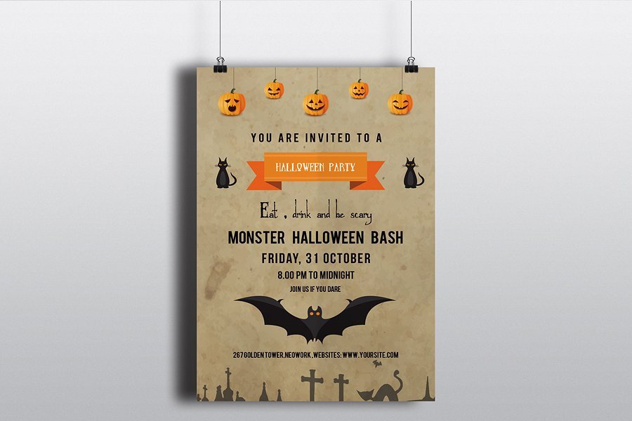Halloween party flyer template V94