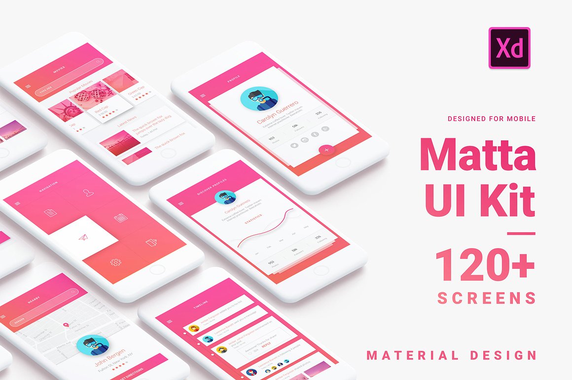 Matta Material Design UI Kit for Adobe Xd
