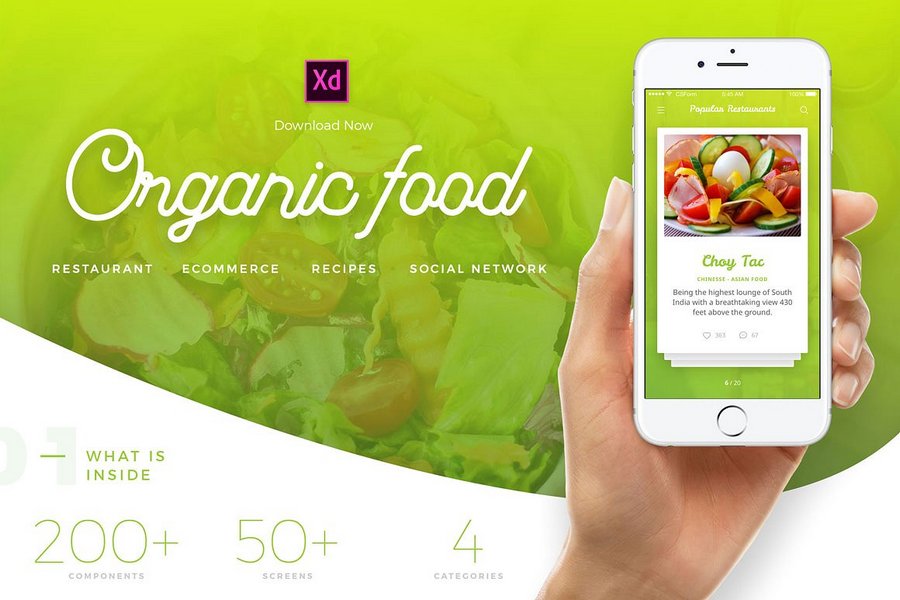 Organic Food UI Kit for Adobe XD