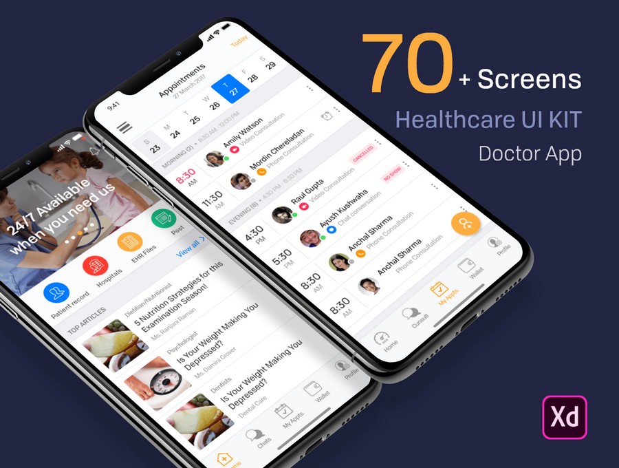 Healthcare Doctor App Adobe XD UI Kit