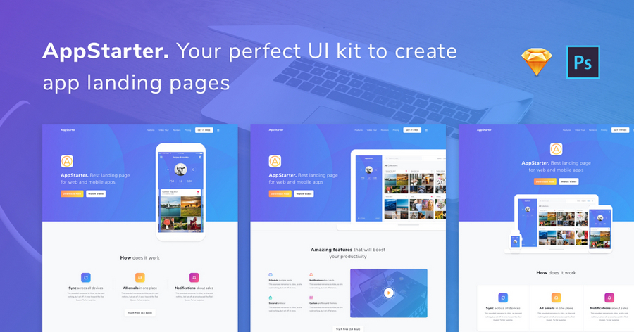 App Starter UI Kit for App Landing Pages