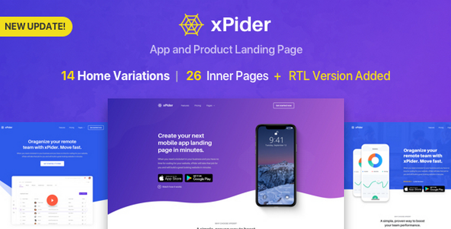 xPider App & Product Landing Page