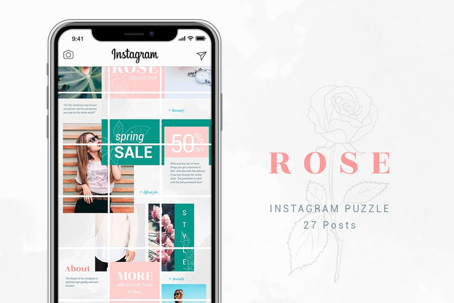 Rose Instagram puzzle template