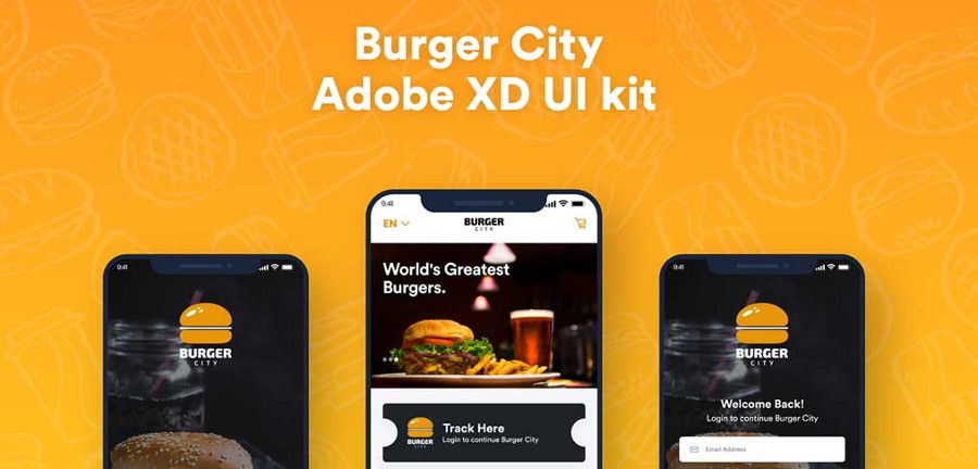 Burger City Free Adobe XD UI Kit
