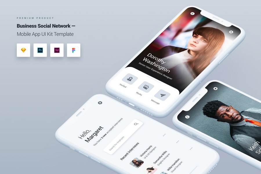 Business Social Network - Mobile App UI Kit Template