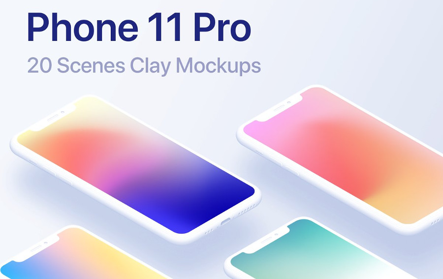 20 Clay Phone 11 Pro Mockups