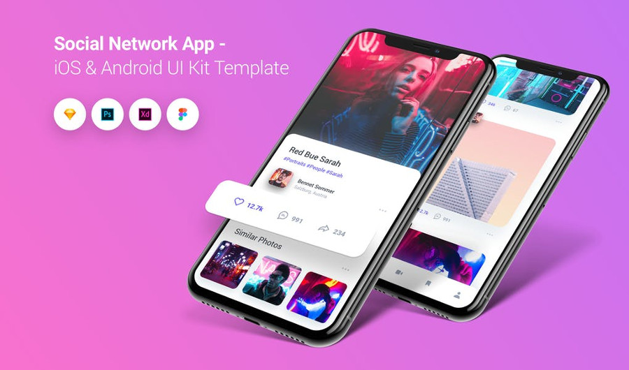 Social Network App - iOS and Android UI Kit Template